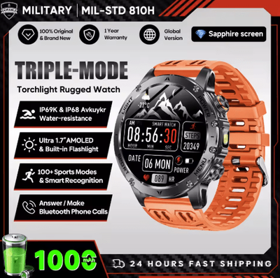 Inspire Picks PowerTrack X1 AMOLED GPS Smartwatch 1000mAh NFC Bluetooth Call Fitness Watch orange