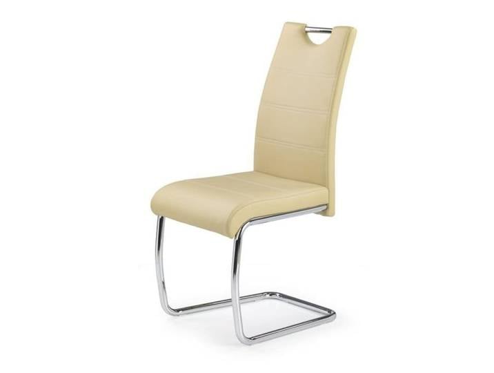 Chaise design simili cuir et acier chromé beige