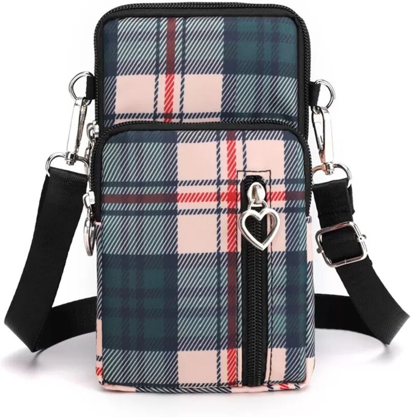 INF Kleine karierte Handytasche - Kompakte Umhängetasche aus Nylon & Polyester