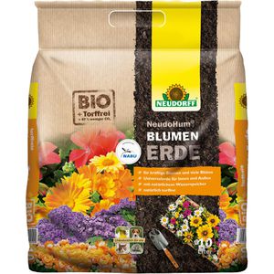 Neudorff Blumenerde NeudoHum, Bio, für Zimmer- und Gartenpflanzen, torffrei, mit Dünger, 10 Liter
