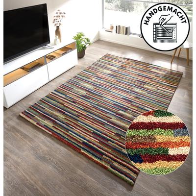Wollteppich THEKO "Gabbeh Multi, Handgefertigt, Teppich, meliert, reine Wolle" Gr. 3, bunt (multi), B:120cm H:15mm L:180cm, Wolle, Teppiche, Wohnzimmer, Schlafzimmer, Esszimmer