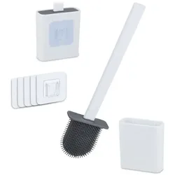 Relaxdays Toilettenbürste zur Wandmontage Weiß,Grau