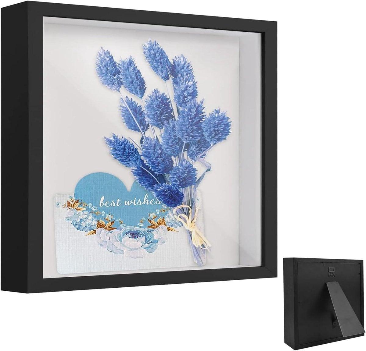 Zwarte houten objectlijst schaduwbox voor decoratie - 20 x 20 cm