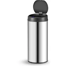 Juskys Automatik Mülleimer mit Sensor 50L - Abfalleimer mit elektrischem Deckel für Küche - Silber