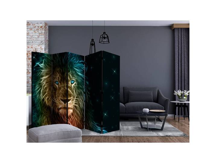 Paravent Abstract Lion Polaire Multicolore 225 x 172 x 3cm
