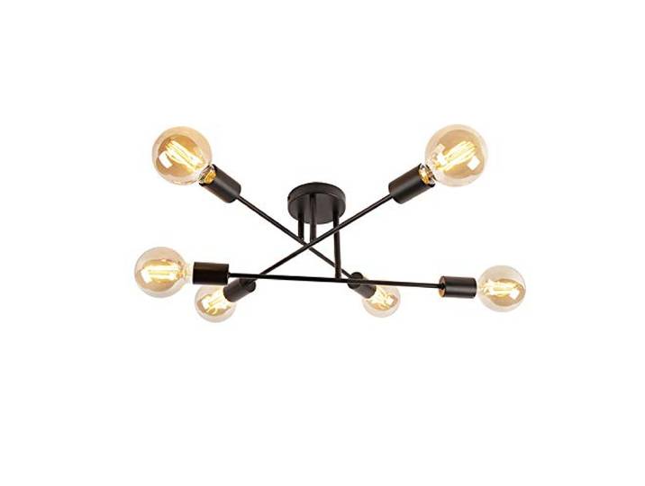 Qazqa sydney - Plafonnier - 6 lumière - Ø 550 mm - Noir - Rustique - éclairage intérieur - Salon I Chambre I Cuisine I Salle à manger
