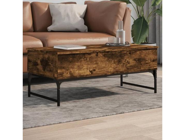 SALE 2025 Table basse - Table d'Appoint de Salon - Chêne fumé - 100x50x40 cm - bois d'ingénierie et métal 25 Kg 8371