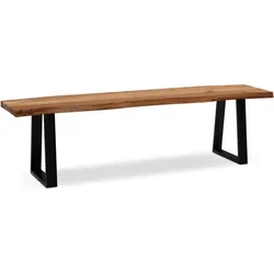 FineBuy, Sitzbank, Esszimmerbank Sitzbank Akazie Massivholz Essbank Baumkante Küchenbank (40 cm)