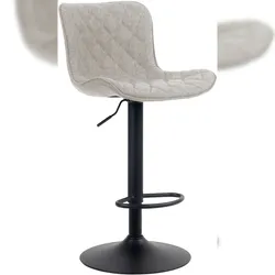 Décoshop26 - 1er Set Barhocker dekorative Ziernähte Trompetenfuß höhenverstellbar schwarzes Metall taupefarbener Stoffbezug 10_0004862 10_0004862