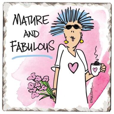Counterart Absorbent Stone Coasters - Mature & Fabulous - Set of 4 - 4x4x1.094