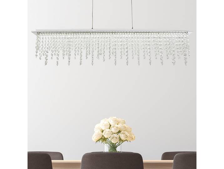 LED-Pendelleuchte Scala 11 x 150 x 90cm Silber/Durchsichtig Glasart: Kristallglas Material: Glas, Metall Metallart: Eisen Oberfläche Metall: