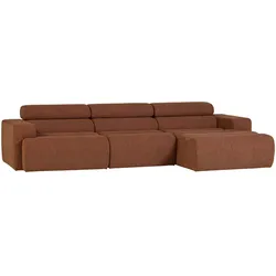 Ecksofa Novi Bouclé, modern mit Chaiselongue und verstellbarer Nackenstütze, Terra, rechts