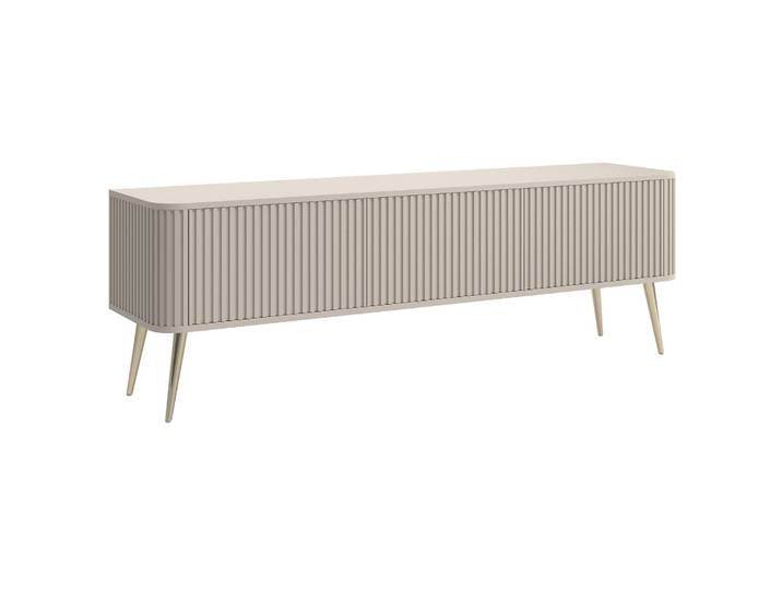 TV-Schrank Ovarlo mit Rillen, dreitürig, 163 cm, sandbeige mit
