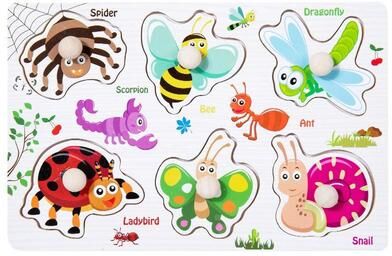 Smart Shopping Spot Handheld Montessori Baby Puzzle Matching Board Toy For Early Childhood Education With Cartoon Animals And Fruits insect