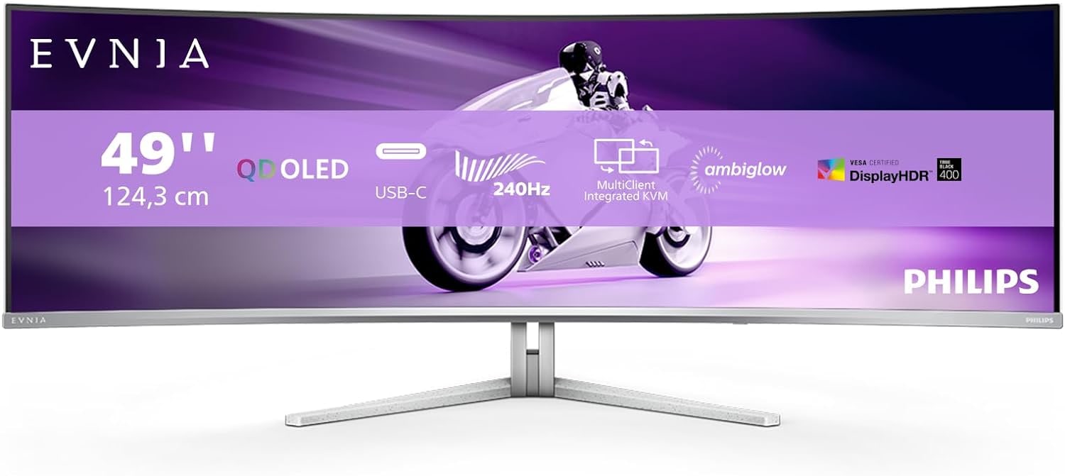 Philips Evnia 49M2C8900 49 Zoll DQHD Curved QD-OLED 32:9 240 Hz Monitor 49M2C8900/00