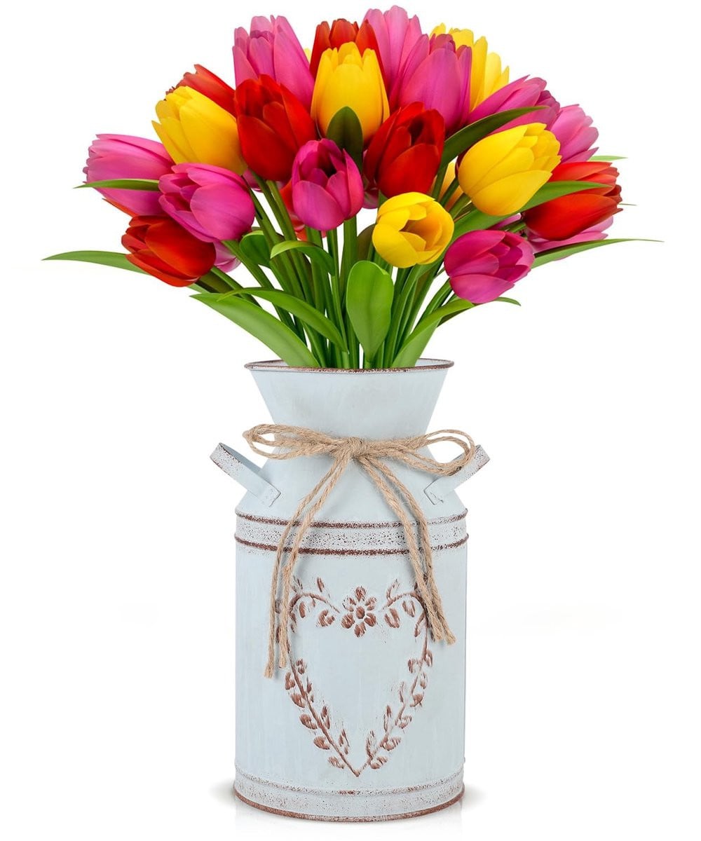 Vintage IJzeren Bloemenvase met Hartvormig Ontwerp