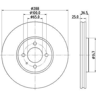 Hella 1x Bremsscheibe [Hersteller-Nr. 8DD355131-991] für VW