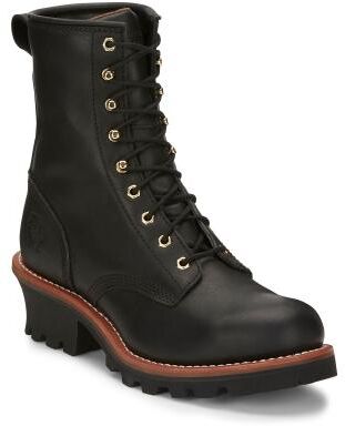"Chippewa Boot Baldor 8"" Steel Toe Logger - Mens 7.5 Black Boot W"