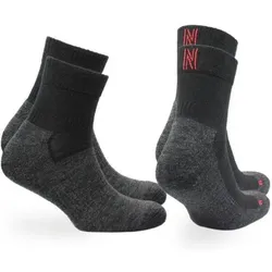 NORFOLK Wandersocken 60% Merinowolle, 2er, Anti-Blasen & Dämpfung Trekkingsocken, Leonardo QTR, Größe 39-42 in Schwarz Schwarz
