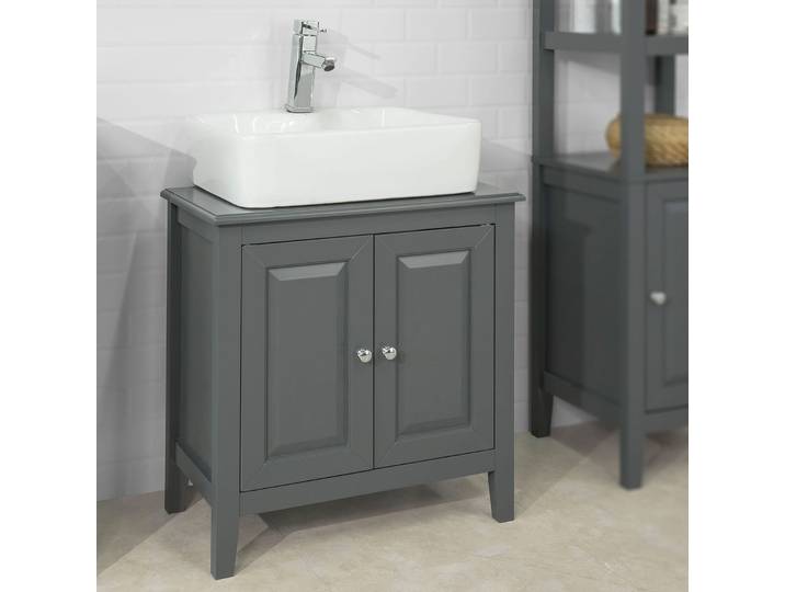 SoBuy FRG202-DG lavabo sous armoire salle de bain armoire vanité sous armoire meubles de salle de bain gris foncé BHT environ: 60x62x30cm
