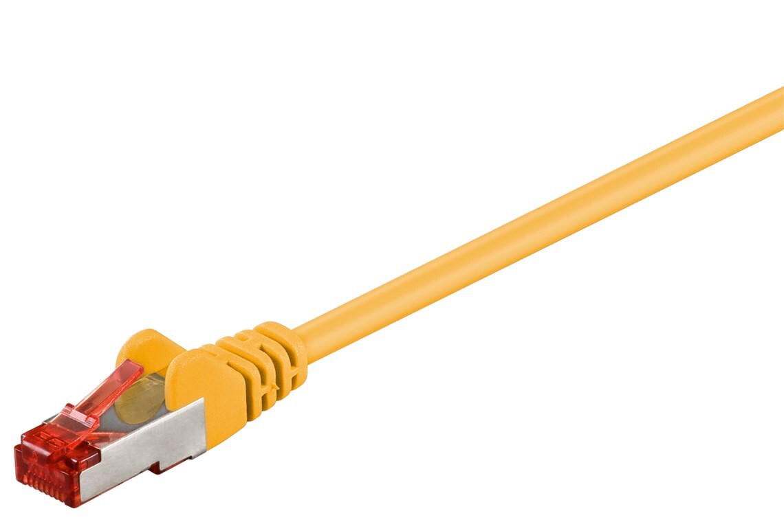 8x Goobay 95645 CAT 6 Patchkabel, S/FTP (PiMF), gelb, 25 m - Kupferleiter (CU), halogenfreies Kabelummantel (LSZH)
