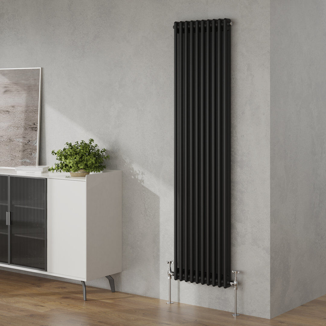 Belfry Heating Brunner Vertical Traditional Column Radiator Black 1800mm H x470mm W x 70mm D