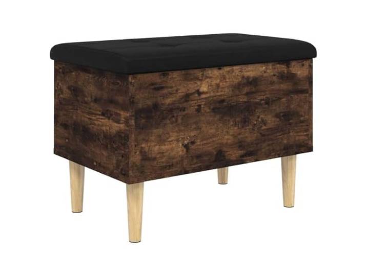 HBBMGYD Aufbewahrungsbank, rauchfarbene Eiche, 62 x 42 x 46 cm, Holz Gepolsterter Sitz, Stützscharniere, Deckel halten offen, maximal 110 kg pro Sitz, Flur, Wohnzimmer