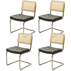 ESSZIMMERSTÜHLE 4er Set Freischwinger Rattan Kunstleder