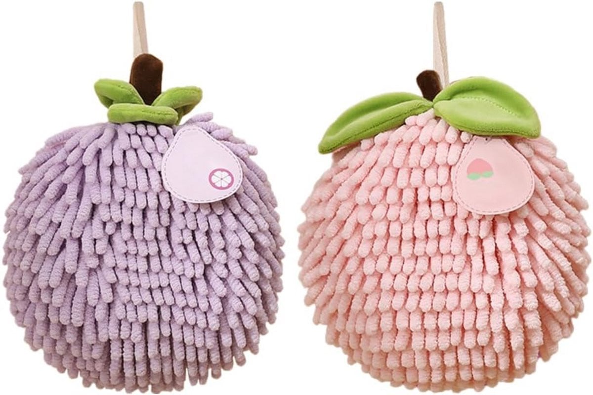 Set van 2 zachte chenille microvezel ophanghanddoeken voor de badkamer en keuken