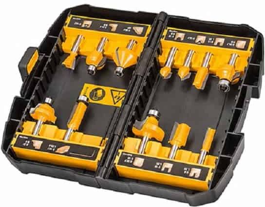 DEWALT Coffret 12 fraises de défonceuse Ø 8 mm - DT90016-QZ