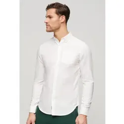 Superdry für Herren. M4010696A Studios Hemd aus weißem Leinen (S), Lässig, Langarm