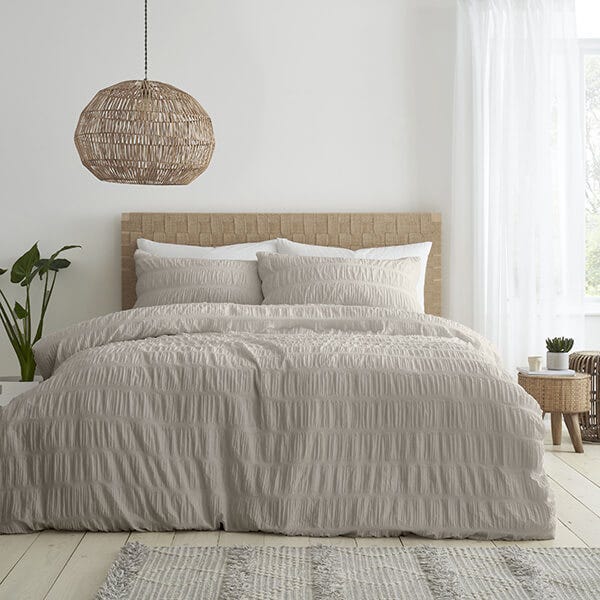 Catherine Lansfield Seersucker Duvet Set Natural