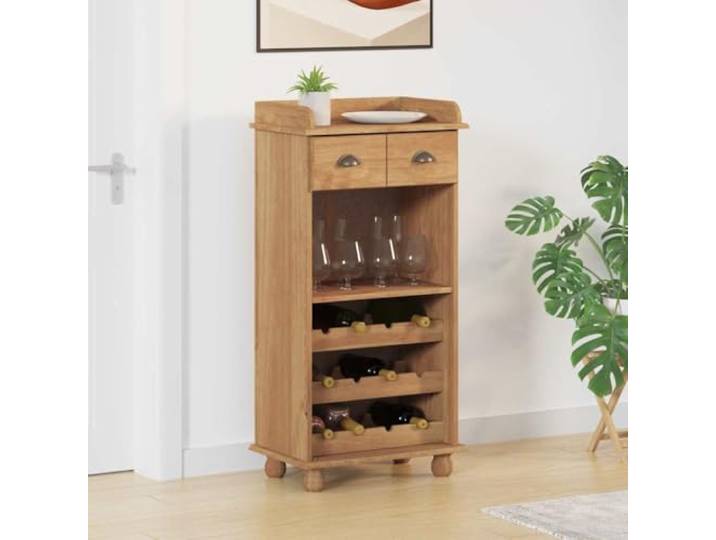 smnyxs Weinschrank aus massivem Kiefernholz, 57 x 37 x 114 cm Massivholz, natürliche Maserung, klassischer Stil, Fächer und Schubladen, einfache Pflege, kompaktes Design