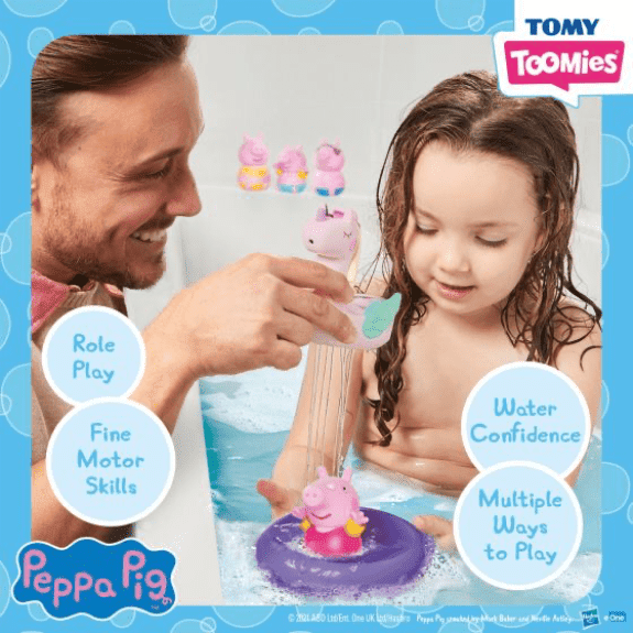 Peppa Pig: Toomies Bath Set for Babies - Colorful Squirter Playset with Figures and Unicorn Bath Float