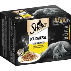 Sheba Delikatesse Gelee Geflügel Variation 12x85 Gramm Katzennassfutter