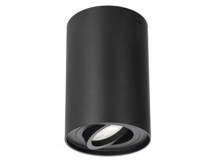 Plafonnier apparent avec douille GU10 pour sources lumineuses LED & halogène jusqu'à 40W Montage en saillie pivotant Aluminium Noir\, 1 pièce Rond
