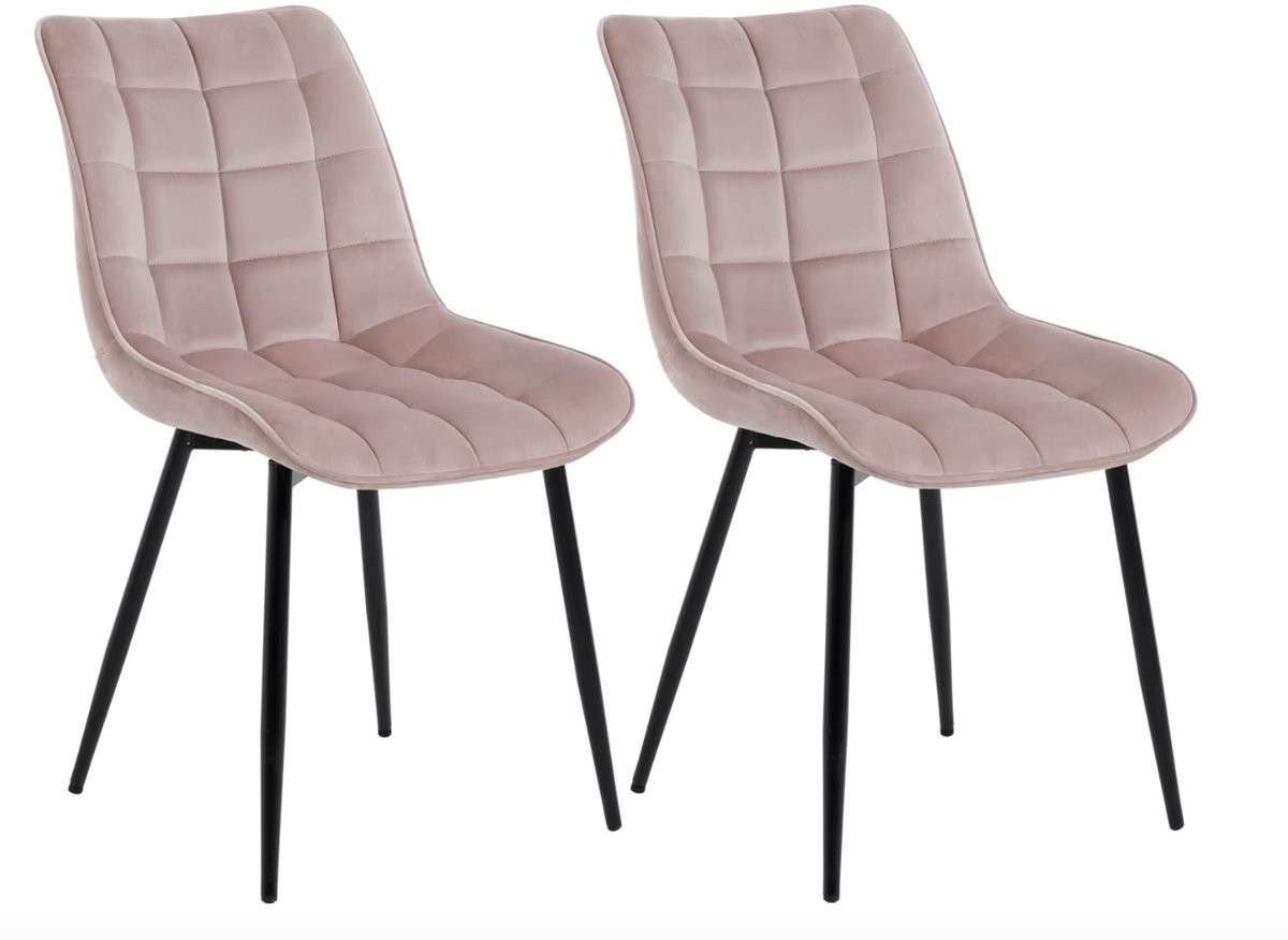 Set van 2 draaibare fluwelen eetkamerstoelen - Roze