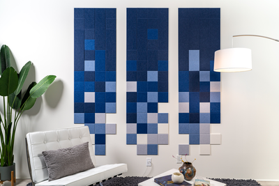 Felt Right Blue Gradient Triptych Wall Art   Sound Dampening Pinnable Tiles