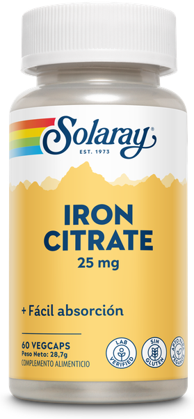 Solaray Ferrous Citrate 25 mg 60 Vegetable Capsules