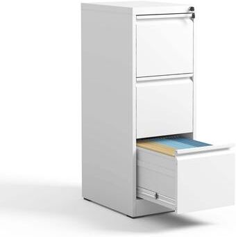 Ostweer Modern Filing Cabinet Vertical Filing Cabinet with 3 Drawers, Anti-tilt System Design and Lock, for Home Office, White