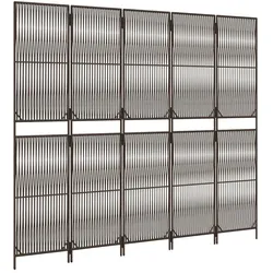 vidaXL, Paravent + Raumteiler, Paravent Raumteiler Sichtschutz Trennwand 5-tlg. Braun Poly Rattan (245 x 200 cm)