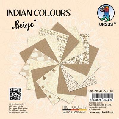 URSUS Spezialpapiere Indian Colours, beige, 13,7 x 13,7 cm, 10 Blatt
