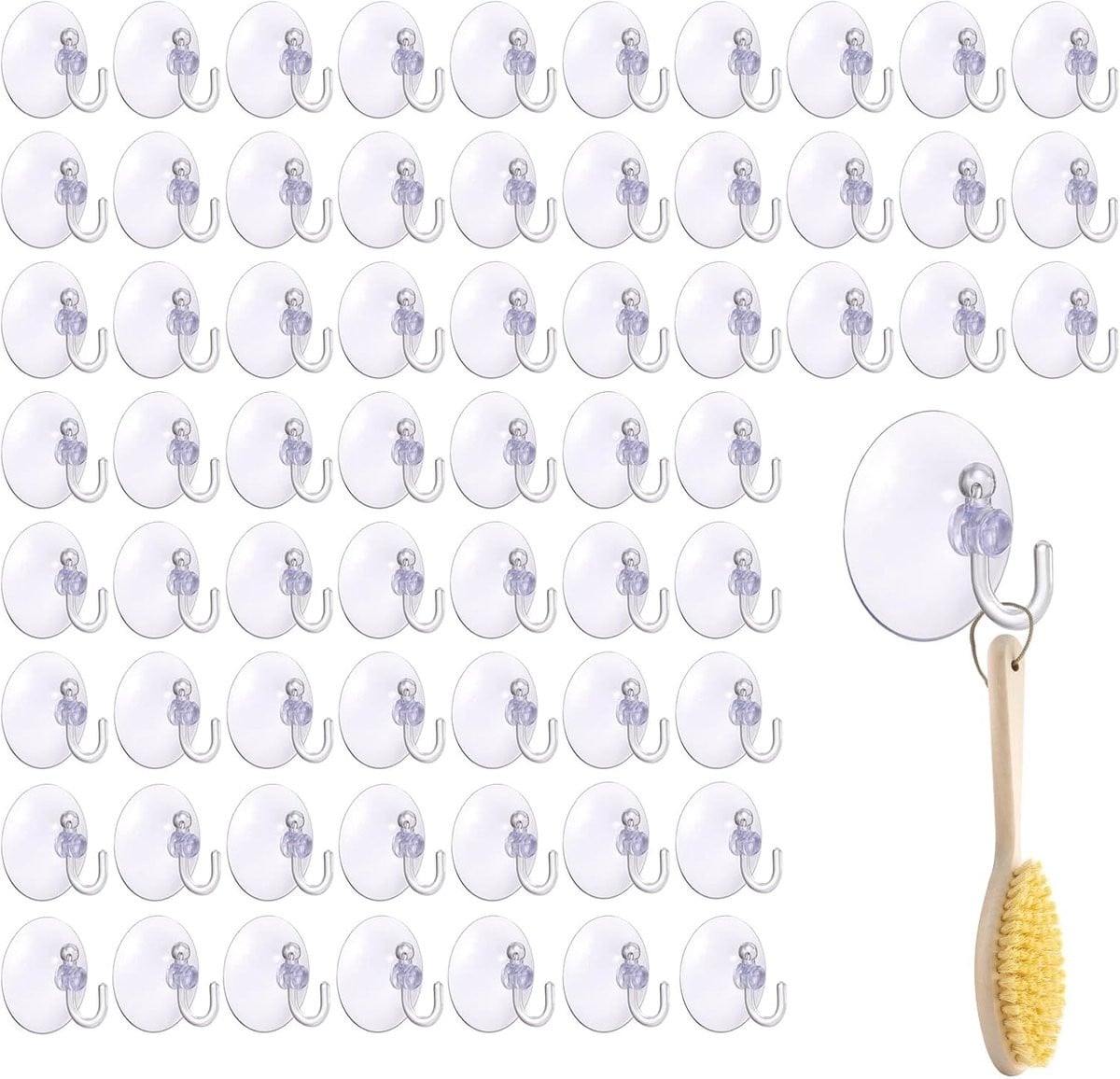 SnelShoppen 66 stuks herbruikbare zuignap haken 40mm voor raam, glas, badkamer en keuken