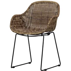 Sessel Willow aus künstlichem Rattan, modern, wetterfest, natur, ideal für drinnen und draußen