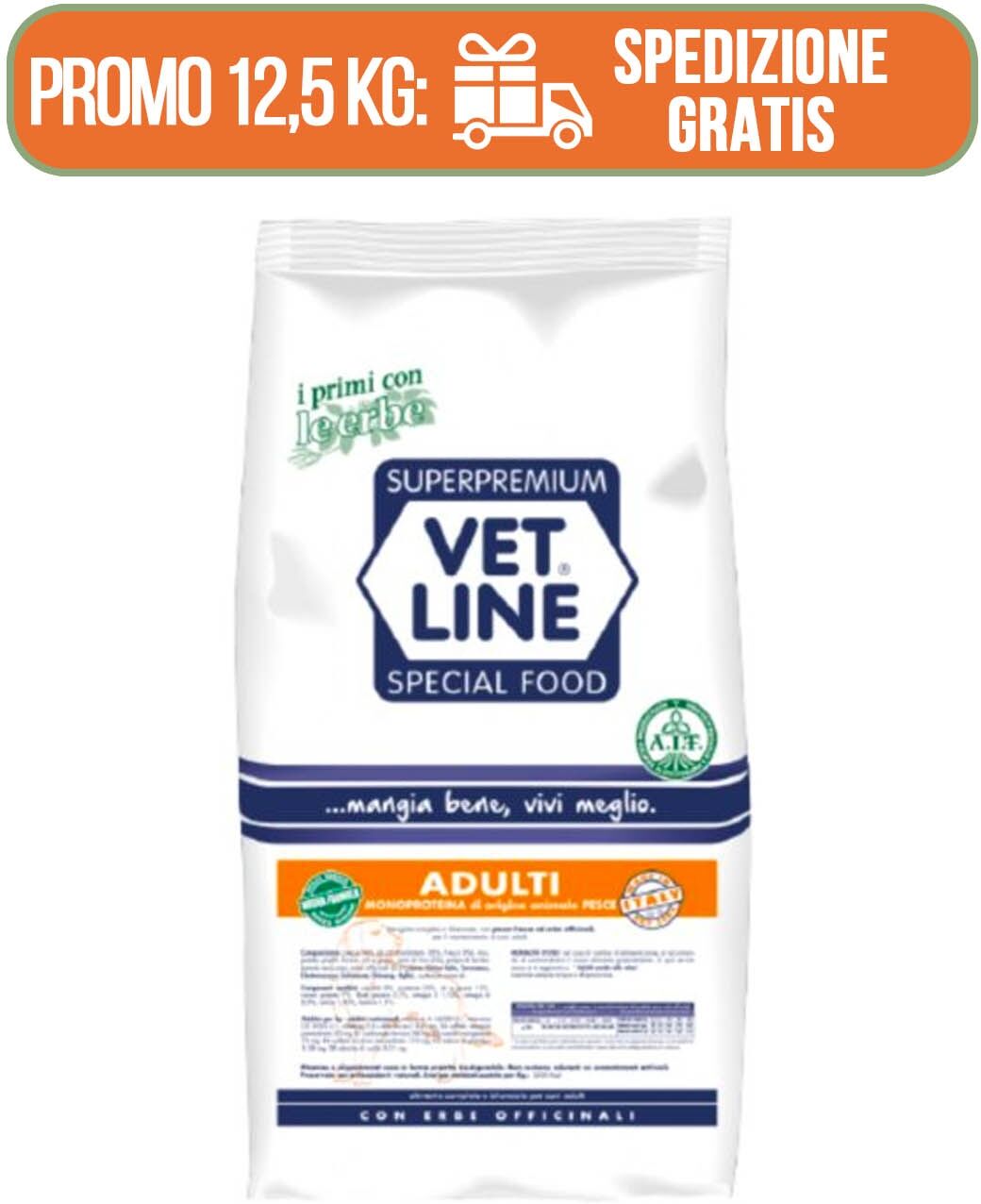 Vetline Vet Line Adulti Pesce per Cani Adulti Monoproteico 12.5 Kg