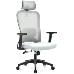OfficeSense OS140 Ergonomischer Bürostuhl – NEN1335 – 2D-Kopfstütze – Neigbar – Mesh-Rückenlehne – Grau – Erwachsene