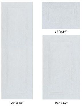 "Lux Collectionis Bath Mat Rug 3 Piece Set (20"" x 20""   21"" x 34""   20"" x 60"") by Better Trends in White"