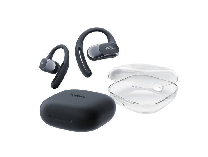 Shokz Shokz OpenFit Air Black + Schutzhülle Bluetooth-Kopfhörer (Active Noise Cancelling (ANC), Mit Schutzhülle)