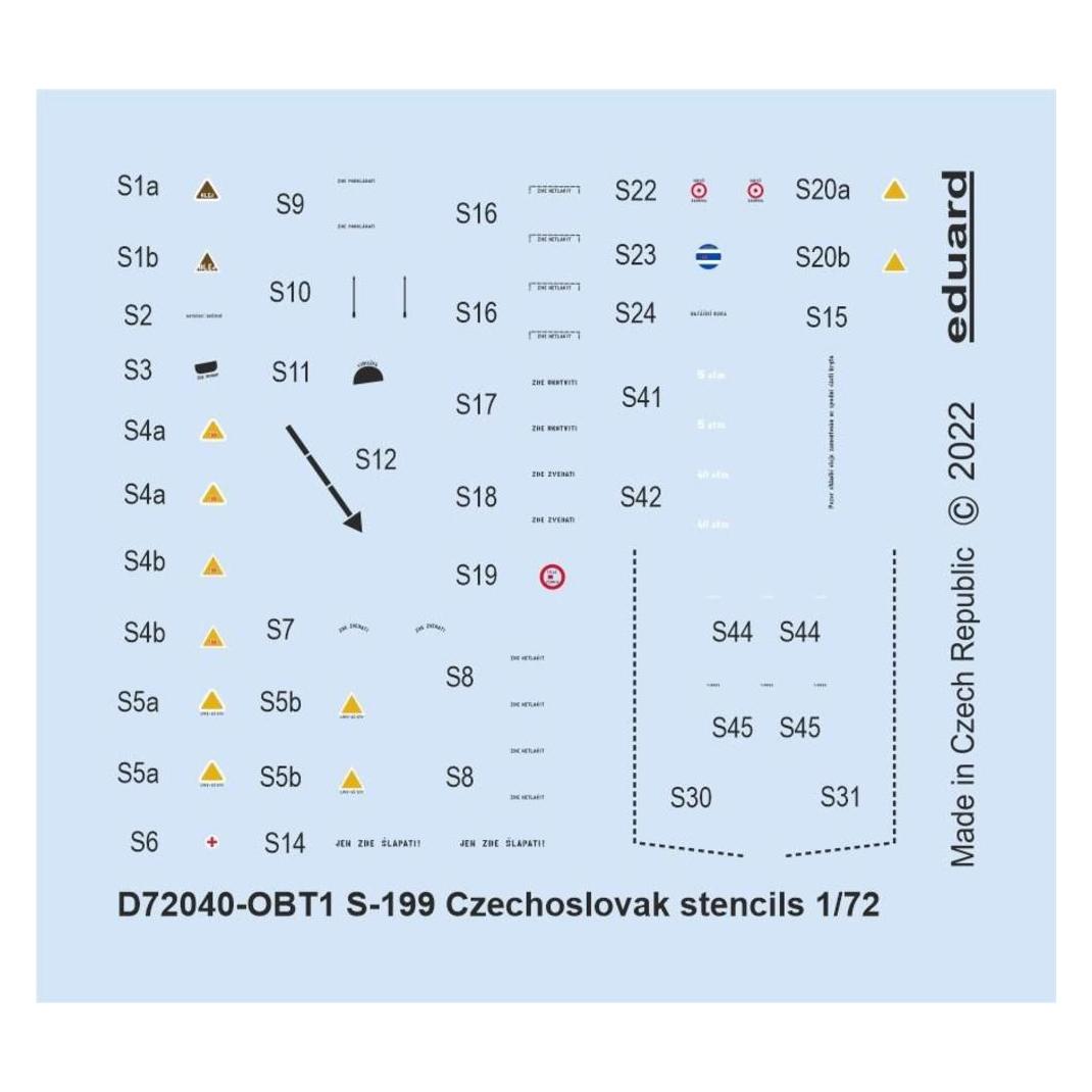 Eduard S-199 Czechoslovak stencils 1/72 (D72040)