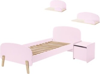 Diese KIDDY-Kombination in Rosa besteht aus einem Bett (90x200), einem Nachttisch und 2 Wandregalen (45 und 65 cm).